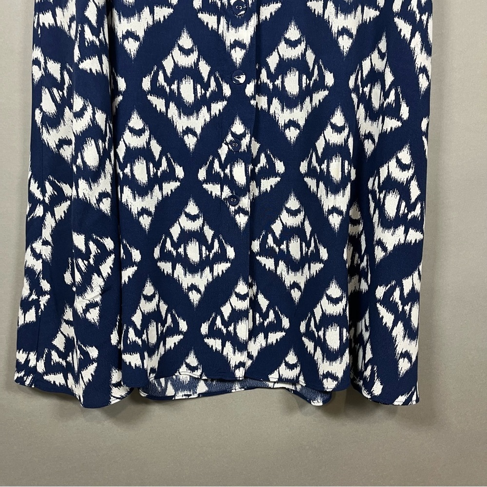 Talbots Blue Ikat Print Viscose A Line Skirt - Picture 3 of 15